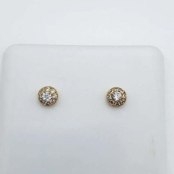 "14K Gold Plated Cubic Zircon Earrings, INUS1BR043 - Picture 5 of 9
